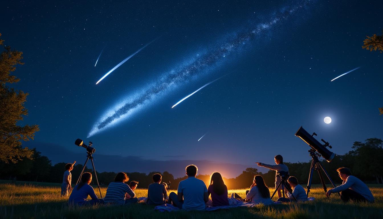 participez à une soirée magique d’observation des perséides avec astronomie gironde 33 : admirez les météores filants à plus de 200 000 km/h et vivez un moment unique sous les étoiles.