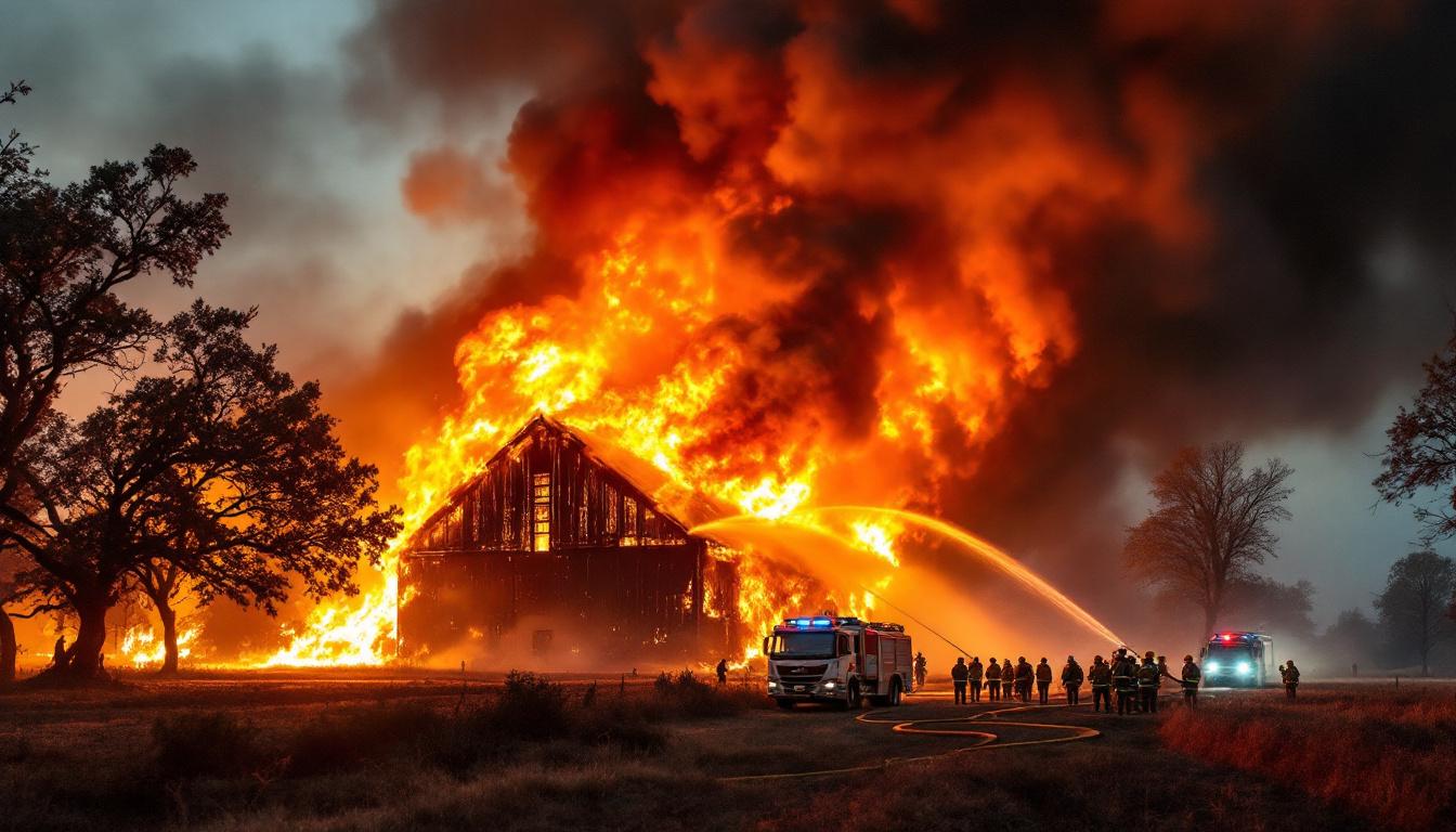 un incendie spectaculaire a ravagé un bâtiment agricole dans les landes, mobilisant 32 pompiers pour maîtriser rapidement les flammes et éviter une catastrophe.