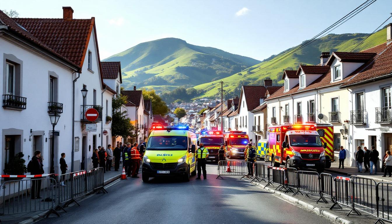 pays basque : intervention urgente des secours et fermeture totale d'une rue dans une commune locale pour garantir la sécurité et rétablir la situation.